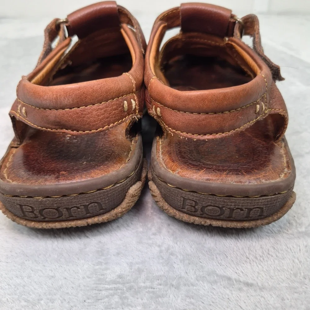 Born Cabot III Mens Brown Leather Fisherman Sandals Closed Toe Jesus 10 Dadcore
